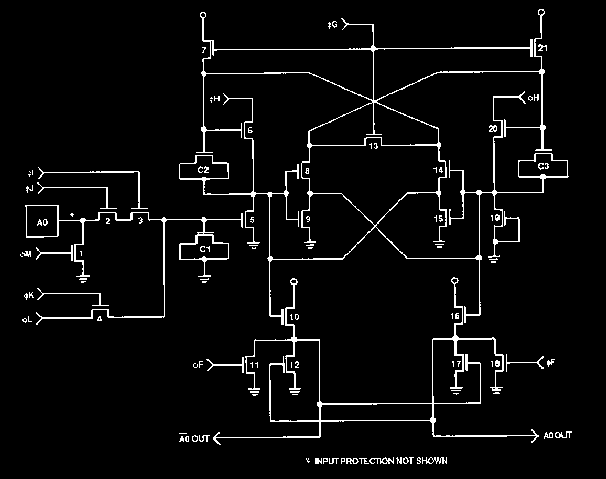 Circuit schematic of the address buffer. Numbers on the circuit elements correlate to the numbers in Figure 3. (photo courtesy ICE Corp).
