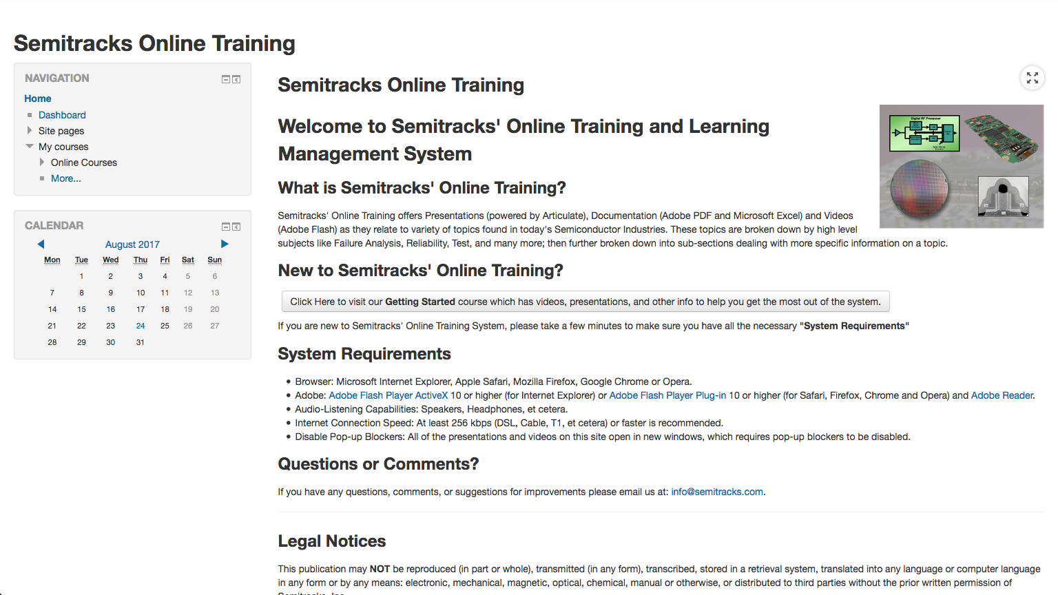 Online Training Overview Screenshot