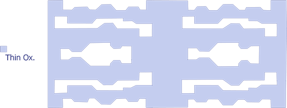 Figure 11-1. Thin oxide mask for the 64k SRAM (after Maly).