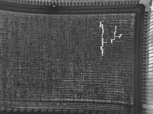 CIVA image (low magnification) localizing open interconnect on 1.0mm ASIC IC (Photo courtesy Sandia National Labs).