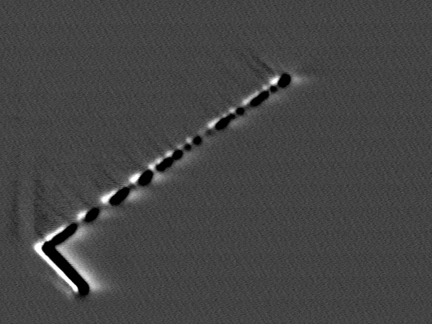 Raw CIVA image (high magnification) localizing an open metal 1 to metal 2 via on a 386 class embedded processor (Photo courtesy Intel Corporation).