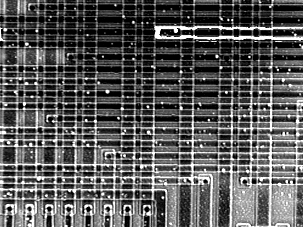 CIVA image (high magnification) of an open exhibiting tunneling characteristics (Photo courtesy Sandia National Labs).