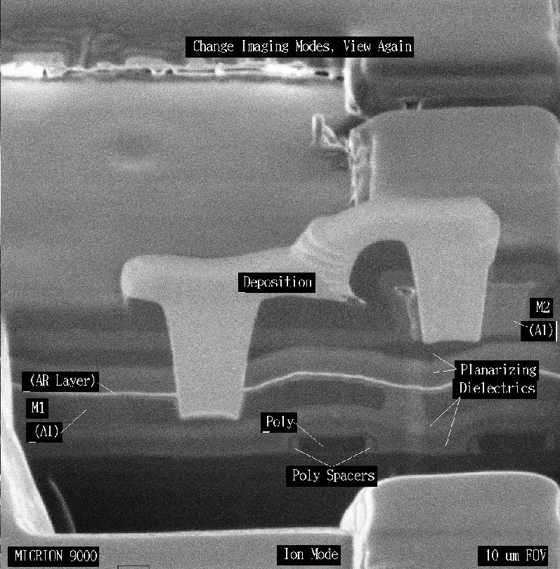 Shows a cross section through the cut and paste operation in ion imaging mode.