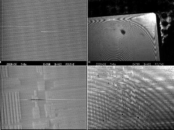 Four panel image showing LIVA and a registered IR reflected image on a microprocessor at low magnification. (Courtesy Sandia Labs).
