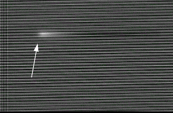 Backside IR LIVA image of a SRAM with an open input, taken with an 1152 nm, 5 mW HeNe laser. (Courtesy Sandia Labs).