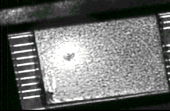Reflected IR image of the SRAM with an open input. (Courtesy Sandia Labs).