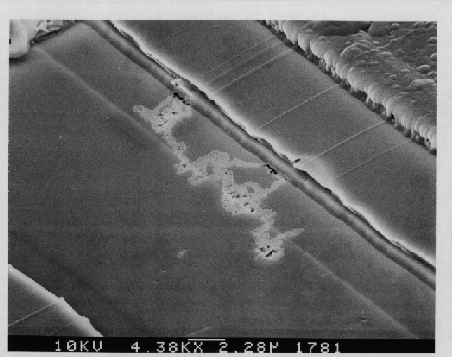 SEM image showing galvanic corrosion. (Photo courtesy Analytical Solutions).