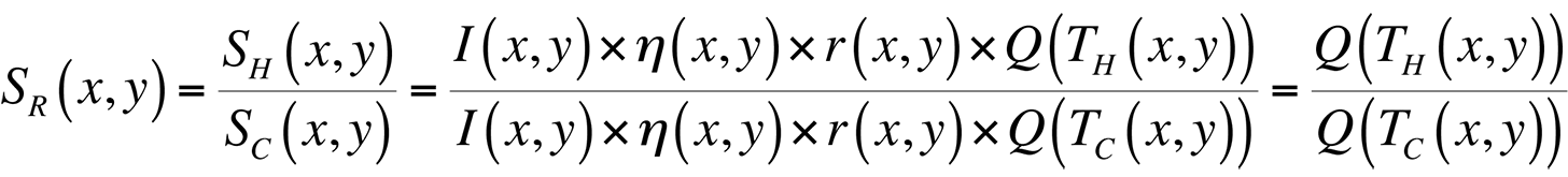 Ratio map of quantum efficiencies between hot and cold.