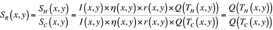 Ratio map of quantum efficiencies between hot and cold.