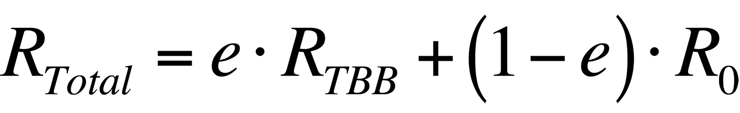 Combining the last two equations gives the total radiance collected by the system.