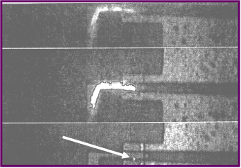 Transistor gate oxide rupture flash.