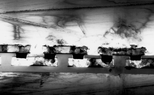 Cross-sectional view of vias between metal-1 and metal-2.