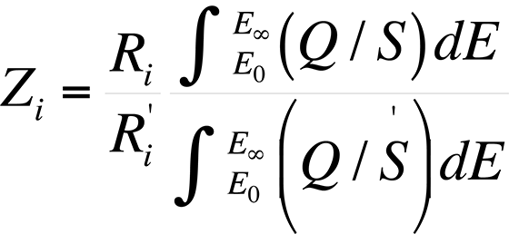 This equations describes the atomic number effect (Z sub i).