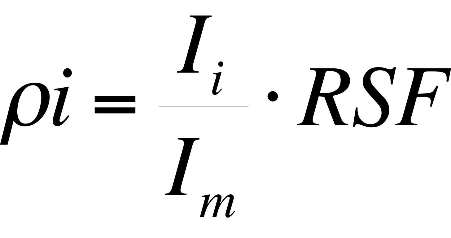 Relative Sensitivity Factor (RSF) is a conversion factor from secondary ion intensity to atom density.