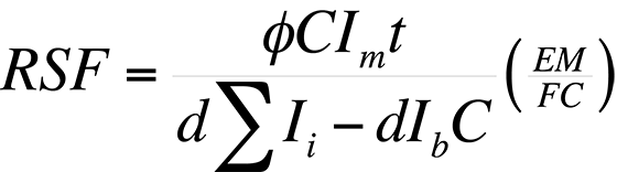 RSF can be determined from an ion implanted calibration sample with a constant background ion intensity.