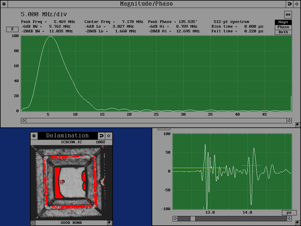 Screen shot of C-mode scanning acoustic microscope. (photo courtesy Sonix Corp.)