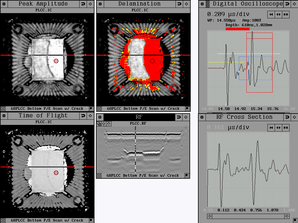 Screen shot of C-mode scanning acoustic microscope. (photo courtesy Sonix Corp.)