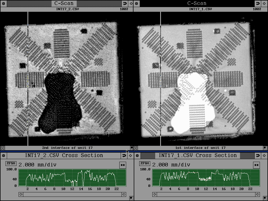 Screen shot of C-mode scanning acoustic microscope. (photo courtesy Sonix Corp.)