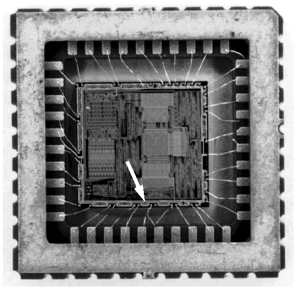 Photograph of misbonded wires. (Photo courtesy Sandia Labs).