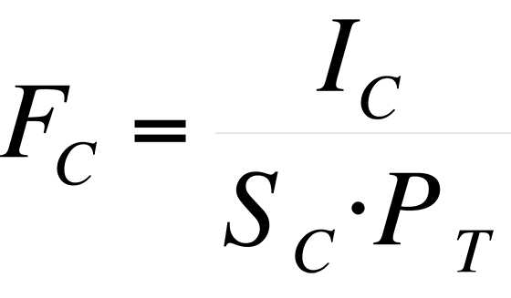 Equation used to obtain a relationship for calculating the fraction of component C in the sample.